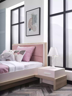 Garnitur Kinderbett Kinderzimmer Bett Holz Rosa Kindermöbel Set 8tlg
