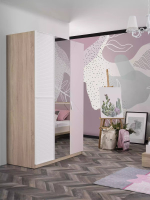 Garnitur Kinderbett Kinderzimmer Bett Holz Rosa Kindermöbel Set 8tlg