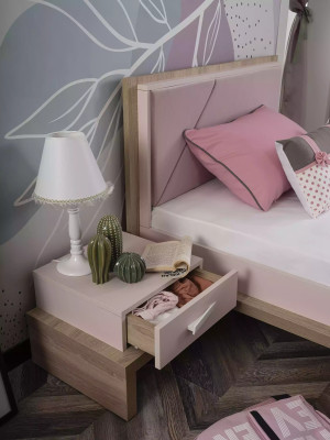Kindermöbel Garnitur Kinderbett Kinderzimmer Bett Holz Rosa Set 8tlg
