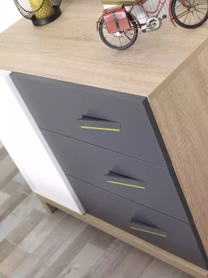 Kinderkommode Spiegel Kommode Schrank Kinderzimmerregal Grau Holz Set