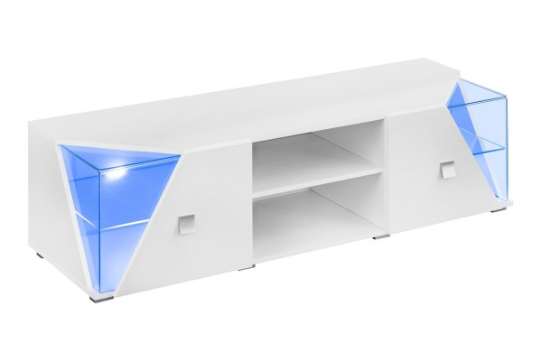Luxus Wohnzimmer Set Weiß Wohnwand  2x Vitrine Modern TV-Ständer Garnitur 3 tlg