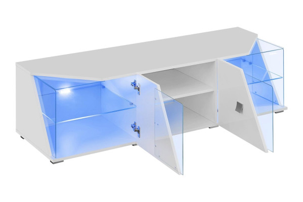 TV-Ständer Wohnwand Wohnzimmer Modern Möbel Lowboard Weiß Vitrine