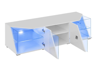 TV-Ständer Wohnwand Wohnzimmer Modern Möbel Lowboard Weiß Vitrine