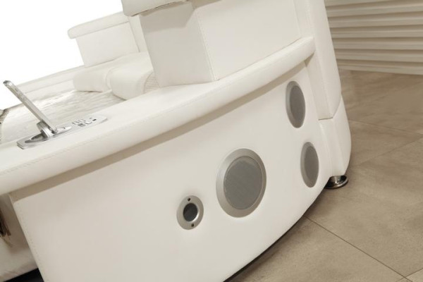 Rundbett mit LED-Beleuchtung Modernes Schlafsofa Beige Design Schlafzimmer