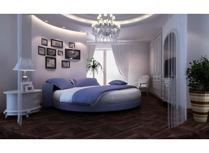 Rundes schwarzes Bett mit modernem Design eleganten Details und Schlafsofa
