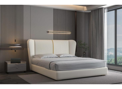 Luxusbett Beige Modernes Polsterbett Komfort Schlafen Stilvolles Design Bett