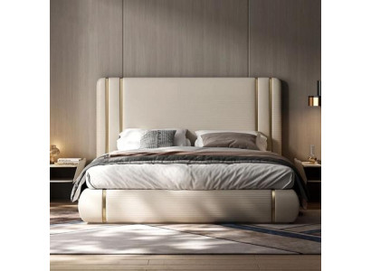 Polsterbett Luxusbett Beige Modernes Komfort Schlafen Stilvolles Design Bett