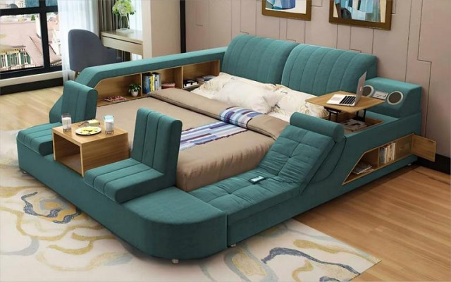 Multifunktionsbett Modernes  Komfort Schlafen Design Lounge Bett Polsterbett