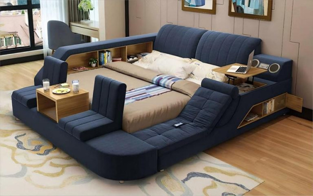 Multifunktionsbett Modernes  Komfort Schlafen Design Lounge Bett Polsterbett
