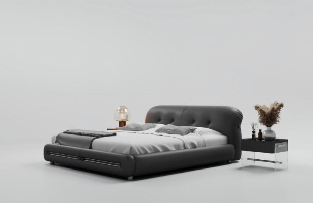 Polsterbett Schwarz Modernes Design Komfort Schlafen Stilvolle Luxusbett Bett