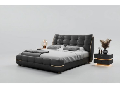 Luxusbett Schwarz Modernes Polsterbett Komfort Schlafen Elegantes Design Bett