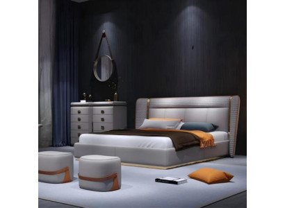 Luxusbett Beige Modernes Polsterbett Komfort Schlafen Stilvolles Design Bett