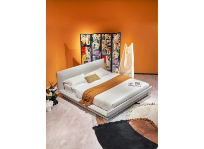Luxusbett Beige Modernes Polsterbett Komfort Schlafen Stilvolles Design Bett