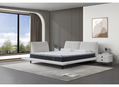 Boxspringbett Modern Komfort Design Doppelbett Weißes Kopfteil Minimalistisch