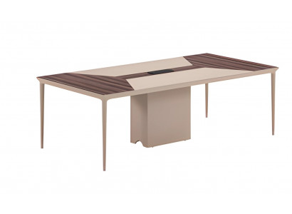 Beige konferenční stůl s dřevěnou konstrukcí a moderním designem do kanceláře a schůzek