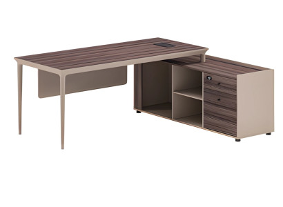 Schreibtisch Beige mit Holzstruktur Stauraum und modernem Design für Büro