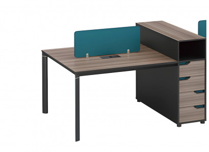 Moderní kancelářský stůl s úložným prostorem, příčkou a dřevěným vzhledem