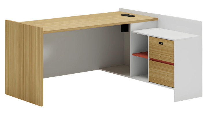 Modularer Schreibtisch Büromöbel Holzoptik mit Stauraum und Regalfächern
