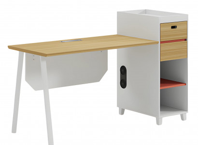Dřevěný stůl s úložným prostorem a policemi Moderní design do kanceláře