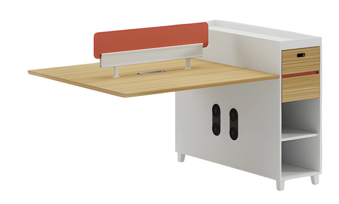 Schreibtisch Holzoptik mit Rückenlehne Stauraum und Regalen Modernes Design