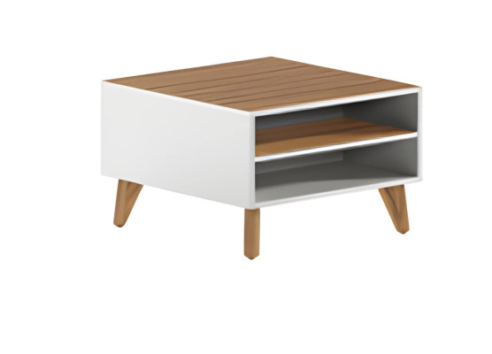 Beistelltisch Wohnzimmertisch Modern Holzoptik Braun Weiß Skandinavisch Regal