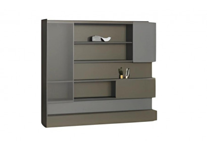 Moderní černá kancelářská skříň s LED a úložným prostorem