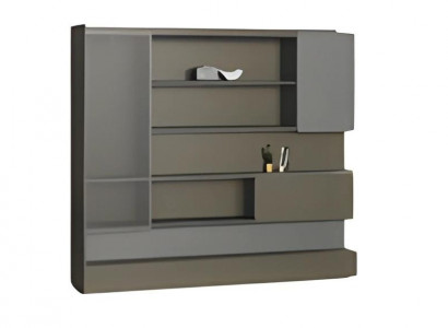 Moderní černá kancelářská skříň s LED a úložným prostorem