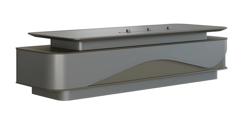Schreibtisch Chefzimmer Modern Grau Schwarz Stauraum Kabelmanagement Luxus