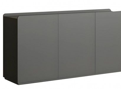 Moderní šedý bezúchytkový sideboard v minimalistickém designu