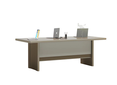 Eleganter Schreibtisch in Beige-Grau mit großzügiger Arbeitsfläche Ausstattung