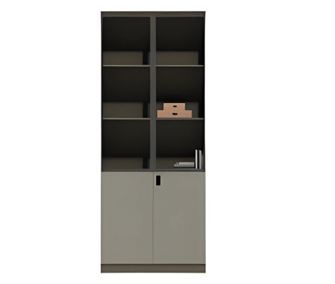 Moderner Büroschrank Braun mit Regalen und Schranktüren für Büroaufbewahrung