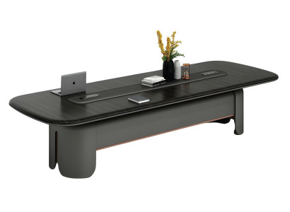 Moderní konferenční stůl Elegantní design Černá deska Velká pracovní plocha