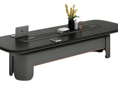 Moderní konferenční stůl Elegantní design Černá deska Velká pracovní plocha