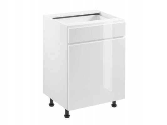 Mobilní kuchyně se zásuvkou a lesklými policemi