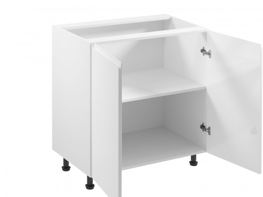 Mobilní kuchyně s lesklými dvojitými dveřmi