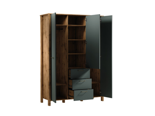 Großer Garderobenschrank Standkleiderschrank Kleiderstangen Schubladen