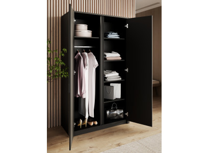 Skříň z textilu se zrcadlem a věšákem