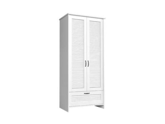 Kleiderschrank aus Stoff Garderobenschrank Schublade Kleiderstange Weiß