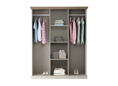 Víceúčelová textilní skříň se zrcadlem a 2 tyčemi na oblečení