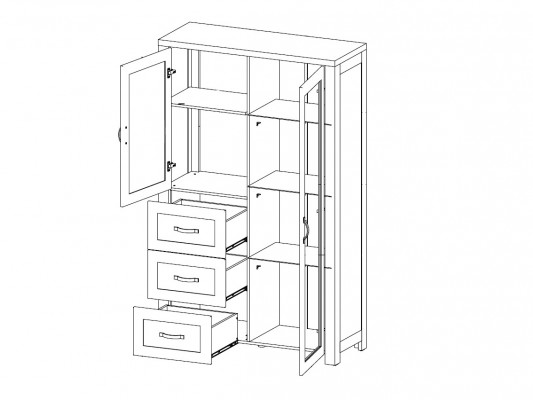 Elegantní hnědá dřevěná vitrína v moderním stylu
