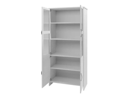 Vitrinenschrank Weiß MDF Glas modern elegant