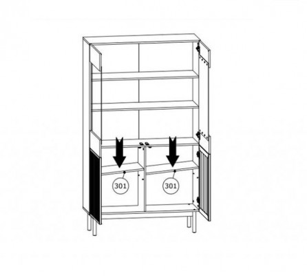 Dřevěná vitrína se skleněnými dvířky