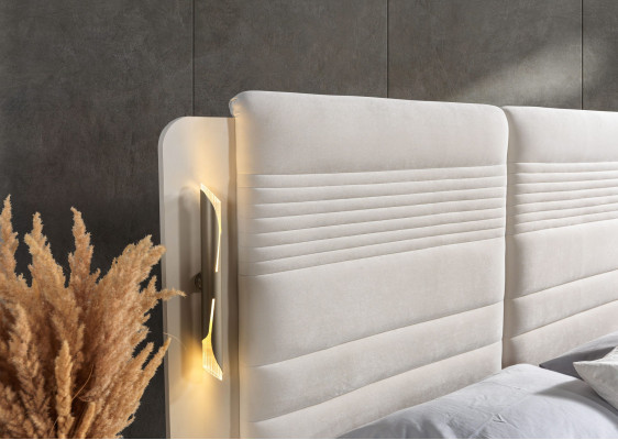 Elegantní čalouněná postel se 3 nočními stolky, sada 3 kusů