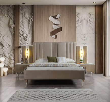 Elegantní 3dílná nábytková souprava s postelí a nočními stolky