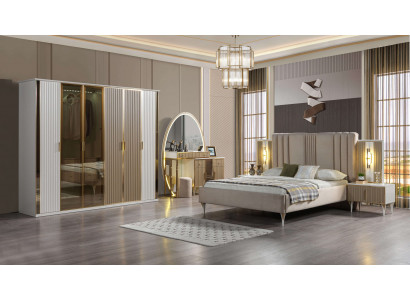 Postel s nočními stolky sada 6 kusů moderní