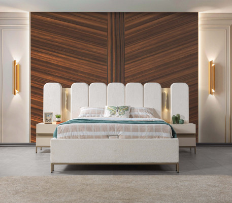 Nová čalouněná postel do ložnice se 2 nočními stolky, sada 3 kusy