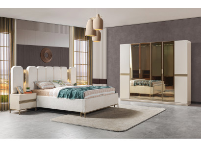 Kompletní ložnicový set 4 kusy moderní postel skříň noční stolky