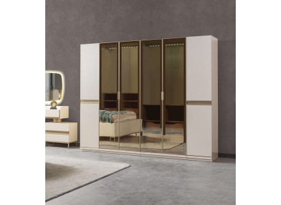 Moderní rohová skříň z matného skla s velkým designem