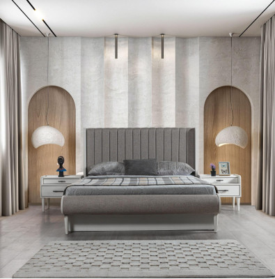 Schlafzimmer 3tlg. Bett + 2 Nachttische Möbel Set elegant