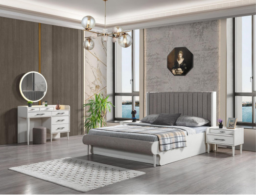 Moderní ložnice komplet 5 ks. Postel, noční stolky, skříň